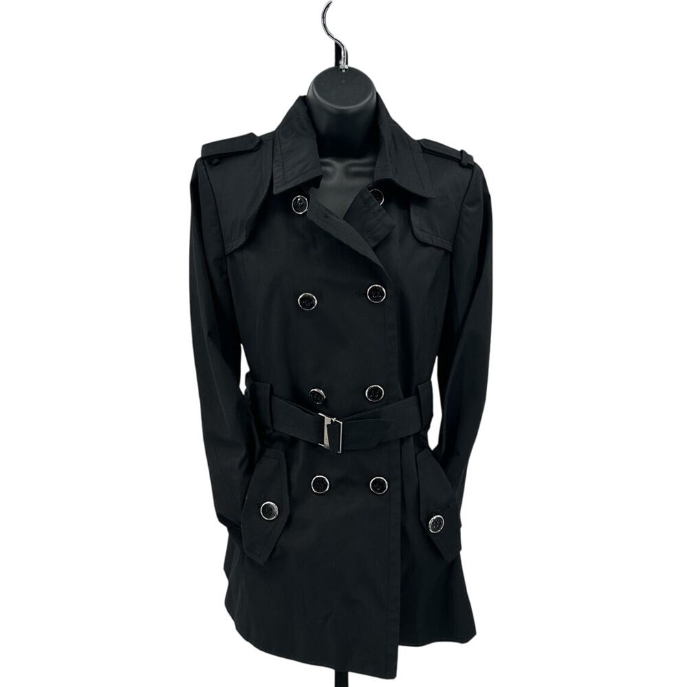 Calvin Klein Jacket WMNS SZ S Black Double Breasted Belted Button Front Designer